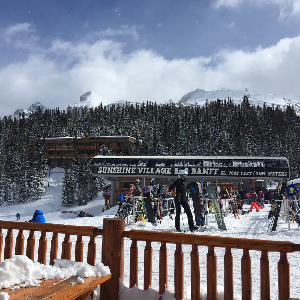Ski Big 3 - Sunshine Village gondola with Lookout Mountain in rear. - Ski & Snowboard Shops Near Me - Banff, Alberta Ski Big 3 - Sunshine Village gondola with Lookout Mountain in rear. - Ski & Snowboard Shops Near Me - Banff, Alberta