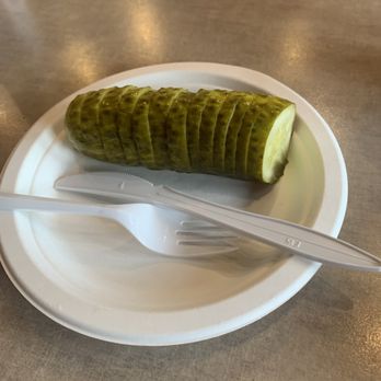 The Beef  Barn - dill pickle...served pre-sliced...it was delicious! - Desserts Near Me - Bellingham, Massachusetts