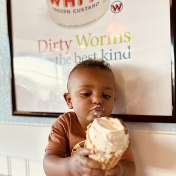 Whit's Frozen Custard - Beach Mad Ed's in a waffle cone and a happy baby - Ice Cream & Frozen Yogurt Near Me - Jacksonville Beach, Florida Whit's Frozen Custard - Beach Mad Ed's in a waffle cone and a happy baby - Ice Cream & Frozen Yogurt Near Me - Jacksonville Beach, Florida
