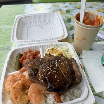 Yellow Kitchen - Popular plate: shrimp + kalbi. - Food Trucks Near Me - Waipahu, Hawaii Yellow Kitchen - Popular plate: shrimp + kalbi. - Food Trucks Near Me - Waipahu, Hawaii