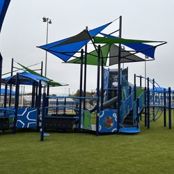 Harmon Park - All new playground! With lots of accessible features. Not much for toddlers, if you have younger kids.