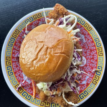 Hilltribe + Mee-Ka - a chicken sandwich with coleslaw slaw - Asian Fusion Near Me - Minneapolis, Minnesota