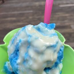 Blue coconut with cream