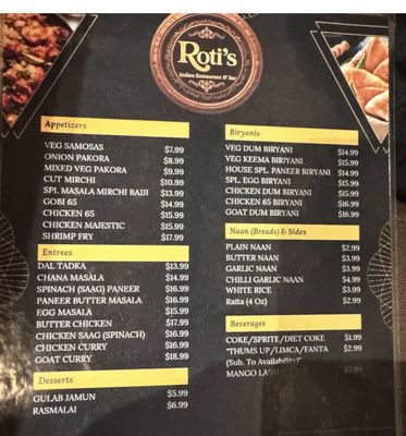 Menu photo 1 Roti's Indian Restaurant & Bar Riverview, FL