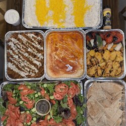 Rosemary Grill - #1 Entree Package 15 to 17 People with Chicken Kabob, Beef Shawarma, Hummus, Rice, Salad, Pita, Garlic Sauce and Hot Sauce.