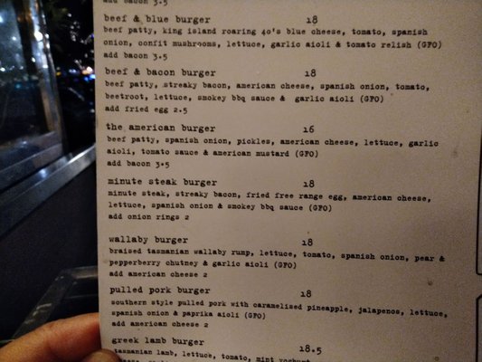 Menu photo 1 Jack Greene Hobart, TAS