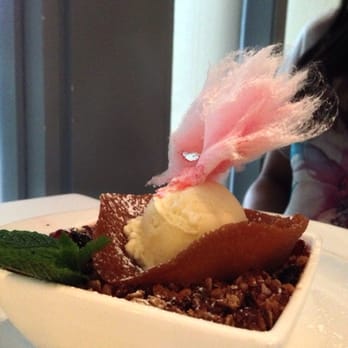 PassionFish Reston - Rhubarb strawberry crisp with vanilla ice cream & cotton candy - Seafood Near Me - Reston, Virginia PassionFish Reston - Rhubarb strawberry crisp with vanilla ice cream & cotton candy - Seafood Near Me - Reston, Virginia