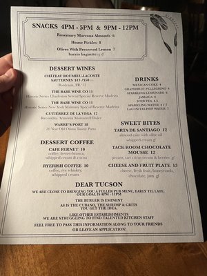 Menu photo 6 Nightjar Tucson, AZ