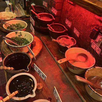 Chong Qing Lao Zao - Self serve dipping sauce station - Hot Pot Near Me - Flushing, New York Chong Qing Lao Zao - Self serve dipping sauce station - Hot Pot Near Me - Flushing, New York