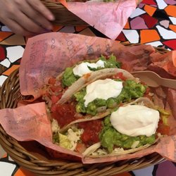 Cali-Mex - 3 soft tacos.   Meat had a lot of moisture.   Fell apart trying to eat.  Coke served in bottle, no ice.