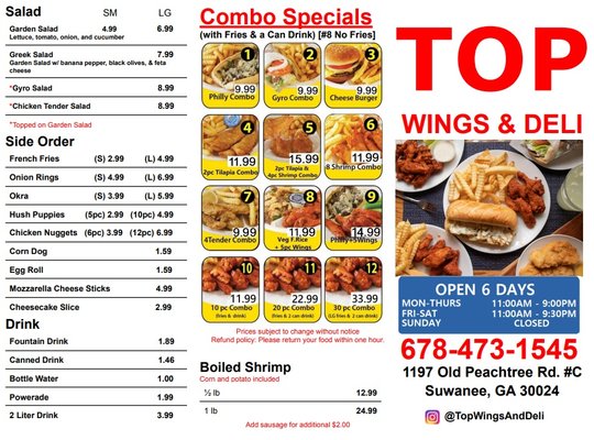 Menu photo 2 Top Wings and Deli Suwanee, GA Menu photo 2 Top Wings and Deli Suwanee, GA