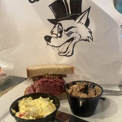 The Original Wolfie's Bakery & Take Away - Lean corned beef with chopped liver and potato salad!