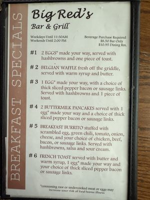 Menu photo 2 Big Red's Bar and Grill Beaverton, OR Menu photo 2 Big Red's Bar and Grill Beaverton, OR