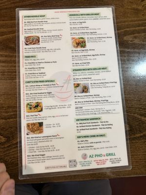 Menu photo 2 AZ Pho & Grill Gilbert, AZ Menu photo 2 AZ Pho & Grill Gilbert, AZ