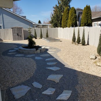 Kodiak Landscape - a gravel patio with stepping stones - Landscaping Near Me Kodiak Landscape - a gravel patio with stepping stones - Landscaping Near Me