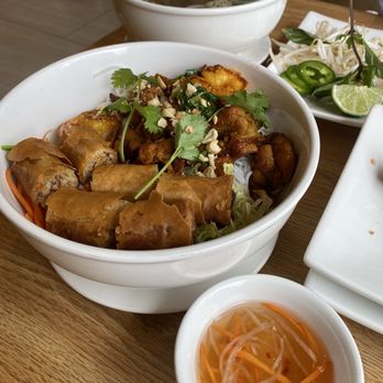 Pho G-Beef - Vermicelli Rice Noodle with Grilled Pork, shrimp & Egg Rolls - Vietnamese Near Me - San Diego, California Pho G-Beef - Vermicelli Rice Noodle with Grilled Pork, shrimp & Egg Rolls - Vietnamese Near Me - San Diego, California
