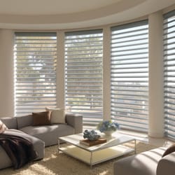 Hunter Douglas Pirouette window shades.