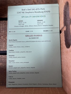Menu photo 2 Bob's Deli Roseburg, OR