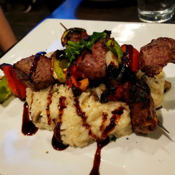 Final Draft Brewing Company - Steak Kabobs - Shared some, and it was amazing. Beef medium to med-well. Risotto was cheesy and unique but delicious. - Breweries Near Me - Redding, California