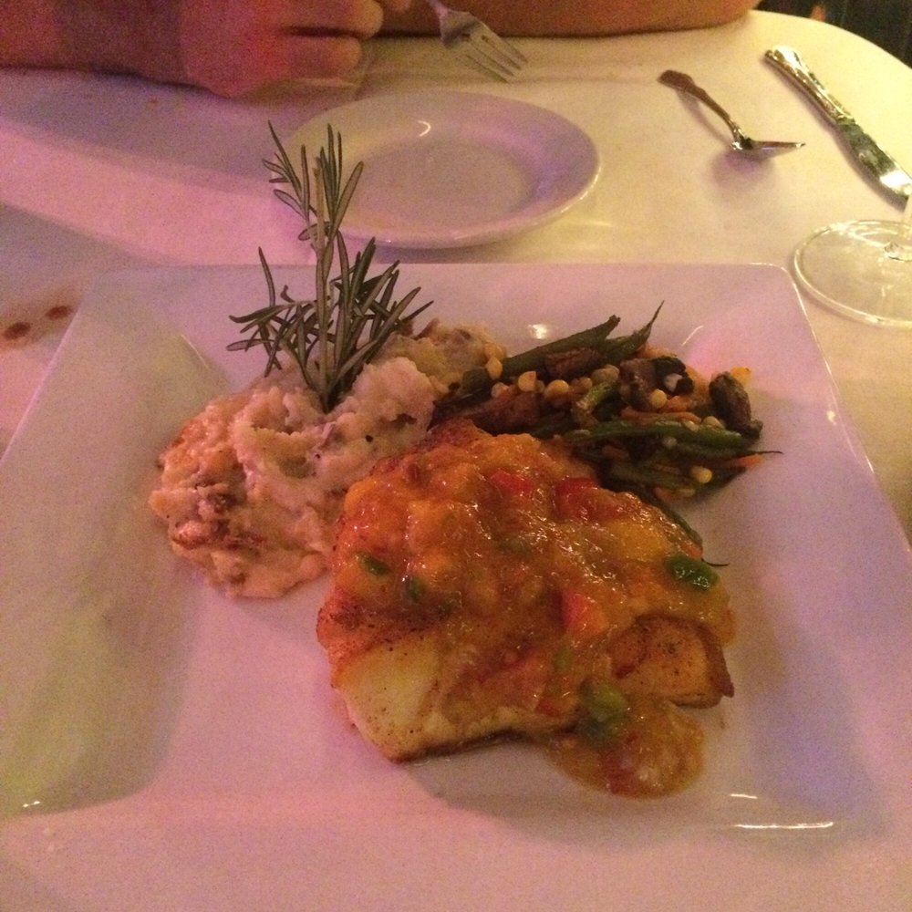 Barracuda Grill - The grouper with mango salsa. - Seafood Near Me - Marathon, Florida Barracuda Grill - The grouper with mango salsa. - Seafood Near Me - Marathon, Florida