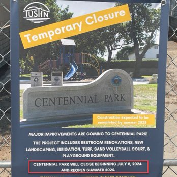 Centennial Park - The park is closed for renovations until summer 2025 - Playgrounds Near Me - Tustin, California Centennial Park - The park is closed for renovations until summer 2025 - Playgrounds Near Me - Tustin, California