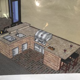 A drawing of an outdoor kitchen design from Galaxy.