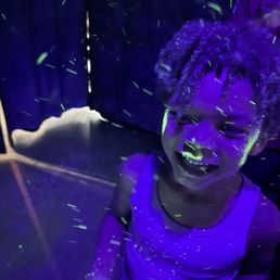 My son and his glowing cotton candy!!!