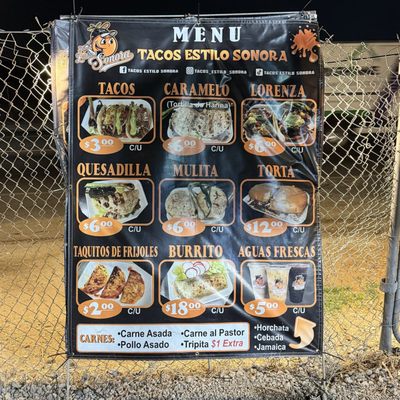 Menu photo 1 Tacos del CO Estilo Sonora Perris , CA