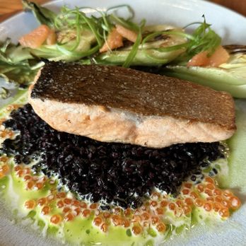 Saint & Second - Pan-Seared Salmon - the salmon roe and English pea puree was the chef's kiss to this dish! - New American Near Me - Long Beach, California Saint & Second - Pan-Seared Salmon - the salmon roe and English pea puree was the chef's kiss to this dish! - New American Near Me - Long Beach, California