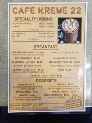 Menu photo 2 Cafè Krewe 22 Rockledge, FL