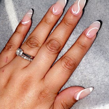 Royal Nails - Tried a new trend nude with white swirls - Nail Salons Near Me - Hesperia, California