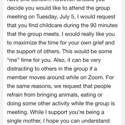 The email from Vicki with the general grief support group