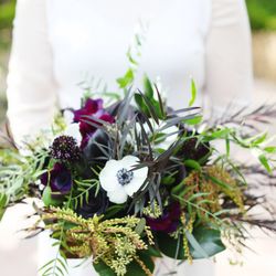 Village Florist - Minimal & beautifully dark wedding bouquet.