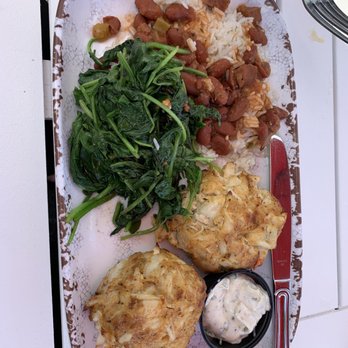 Ragin Reef Frederick - DELICIOUS Crab no-cakes, sautéed spinach, red beans and rice, and the best tarter sauce I've ever had. - Seafood Near Me - Frederick, Maryland Ragin Reef Frederick - DELICIOUS Crab no-cakes, sautéed spinach, red beans and rice, and the best tarter sauce I've ever had. - Seafood Near Me - Frederick, Maryland