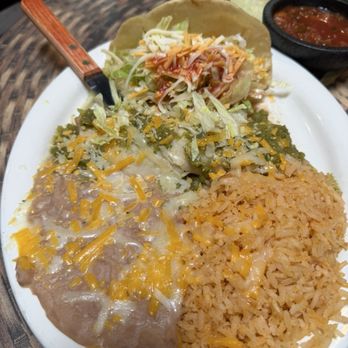 Maria's Mexican Restaurant - Hard shell chicken taco and green chicken enchilada combination. - Mexican Near Me - Lawndale, California