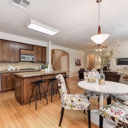 Nook and kitchen staged