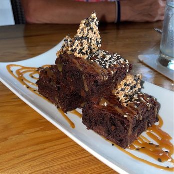 Indigenous Restaurant - Sesame dark chocolate brownies with miso caramel - to die for! - New American Near Me - Sarasota, Florida Indigenous Restaurant - Sesame dark chocolate brownies with miso caramel - to die for! - New American Near Me - Sarasota, Florida