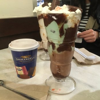 Ghirardelli Square - hot chocolate and mint chocolate sundae - Shopping Centers Near Me - San Francisco, California Ghirardelli Square - hot chocolate and mint chocolate sundae - Shopping Centers Near Me - San Francisco, California