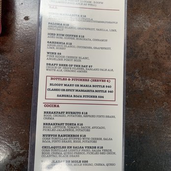 Cinco - Brunch menu - Mexican Near Me - Los Angeles, California