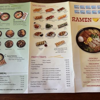 Ramen-Ya - Menu 1/2 - Ramen Near Me - Pearl City, Hawaii