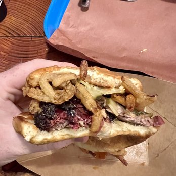 Post Oak Barbecue - Brisket Sandwich - Yummmm! Damn good! Wouldn't change a thing so tasty.. - Smokehouse Near Me - Denver, Colorado Post Oak Barbecue - Brisket Sandwich - Yummmm! Damn good! Wouldn't change a thing so tasty.. - Smokehouse Near Me - Denver, Colorado