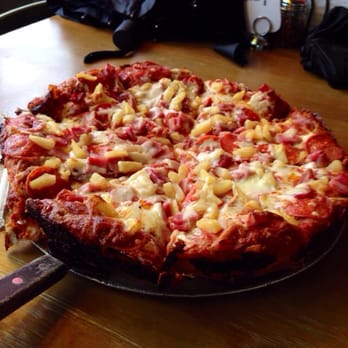 Satchel's Pizza - Pinapple, ham, and pepperoni deep dish pizza. Delicious. - Pizza Near Me - Gainesville, Florida Satchel's Pizza - Pinapple, ham, and pepperoni deep dish pizza. Delicious. - Pizza Near Me - Gainesville, Florida