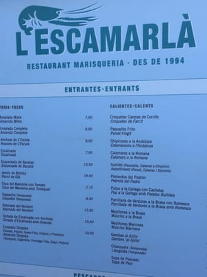 Menu photo 1 L'escamarlà Barcelona, B Menu photo 1 L'escamarlà Barcelona, B