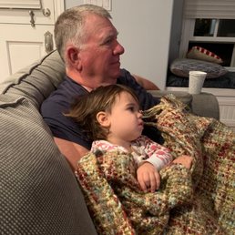 Enjoying movies with my grand daughter!