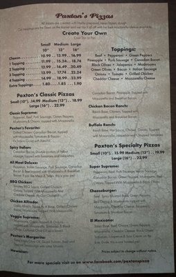 Menu photo 2 Paxton's Pizza Bryant, AR Menu photo 2 Paxton's Pizza Bryant, AR