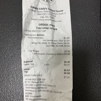 Steady Eddy's Coffee House - Wrong charges , - Coffee & Tea Near Me - Winters, California Steady Eddy's Coffee House - Wrong charges , - Coffee & Tea Near Me - Winters, California