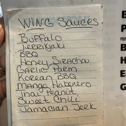 Roadhouse Pub - Wing sauce flavors