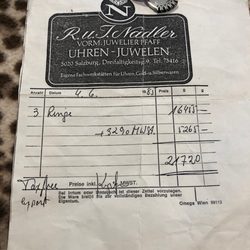 Juwelier Nadler - Original receipt from 1985