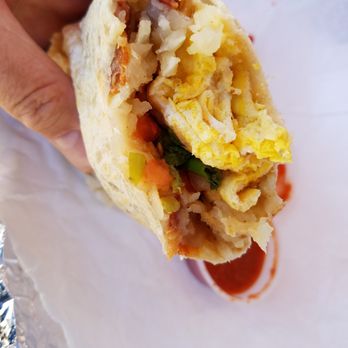 Happy Dogs - Take a look inside the breakfast burrito - Fast Food Near Me - Van Nuys, California