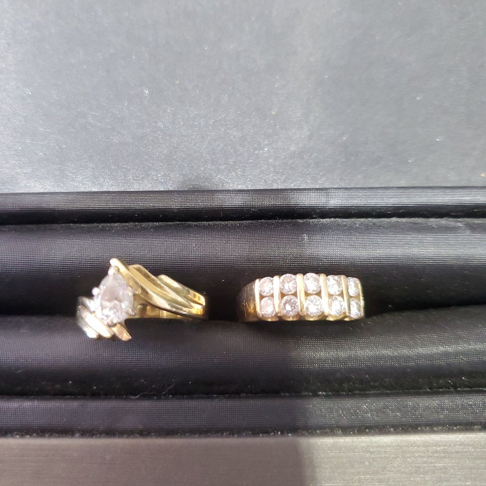 Dublin Jewelers - Before - original wedding band (left) multi-diamond ring rarely wore (right) - Jewelry Near Me - Dublin, California